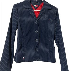 Tommy Hilfiger blue stripe jacket size M with red linen